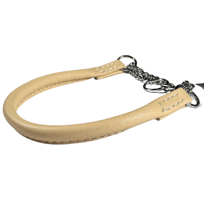 Hringað leður með keðju - 4 mm