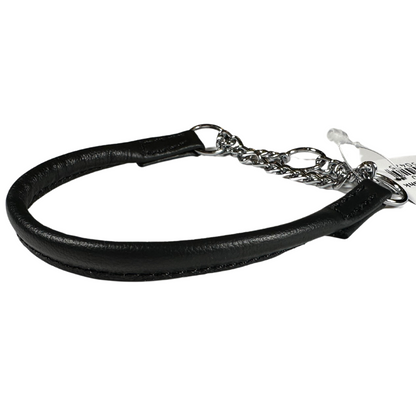 Hringað leður með keðju - 4 mm