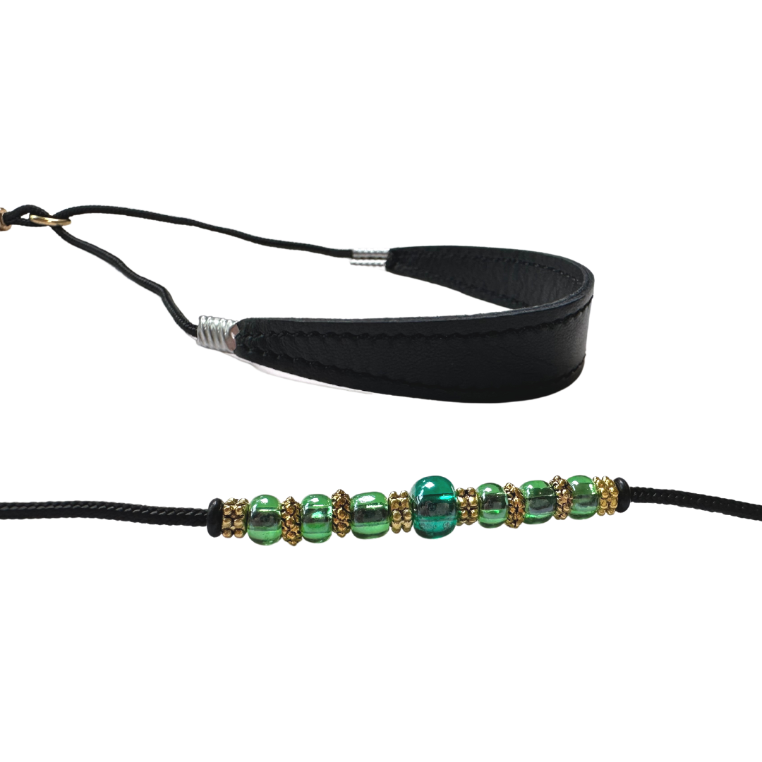 Sýningataumur með perlum - Svart