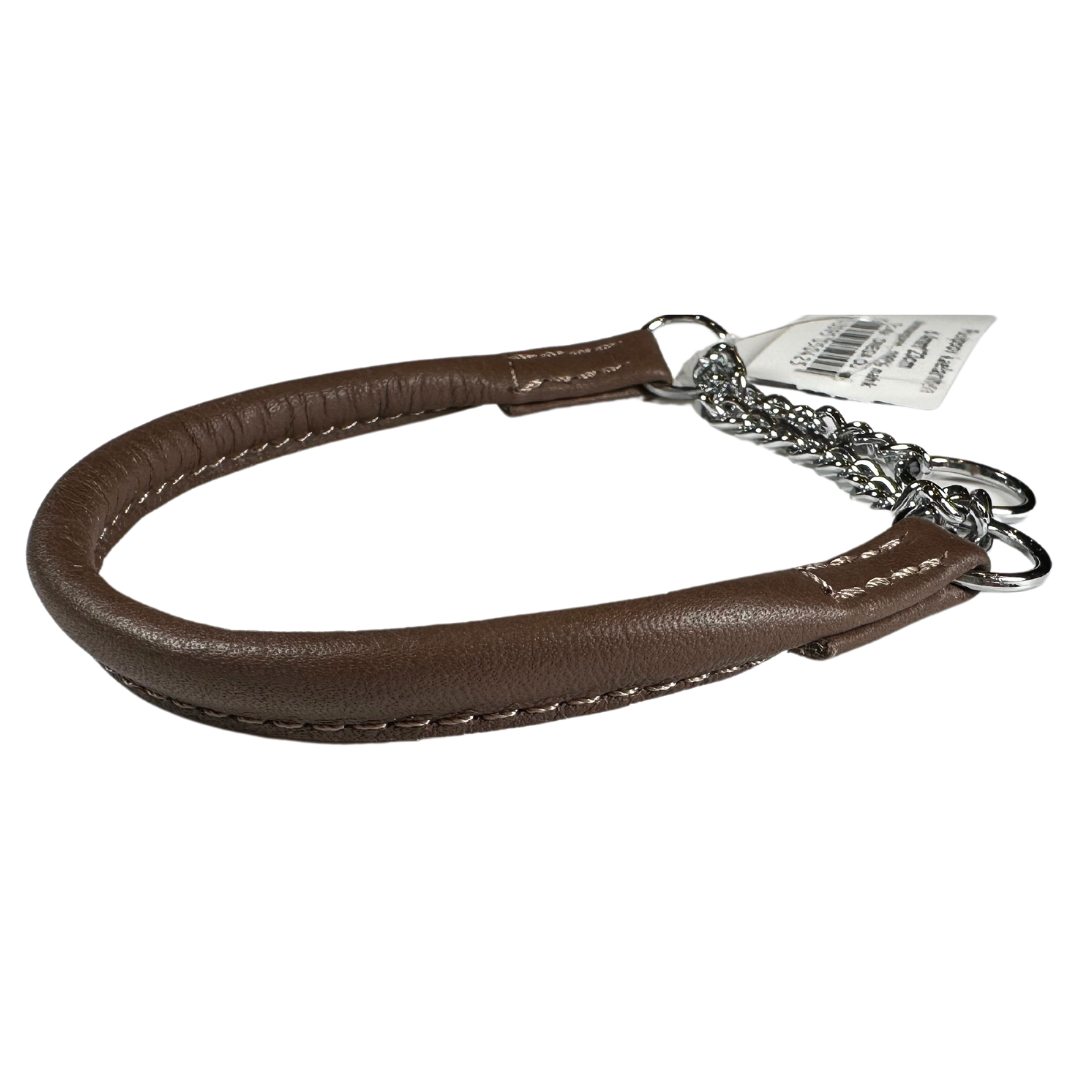 Hringað leður með keðju - 4 mm