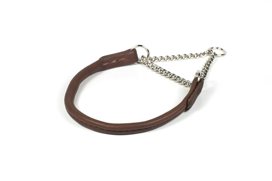 Hringað leður með keðju - 5 mm