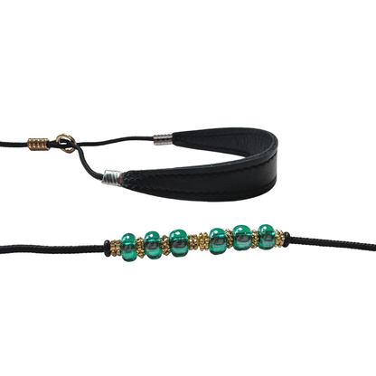 Sýningataumur með perlum - Svart