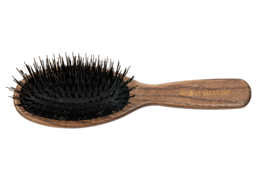 Large oval pneumatic brush with wild boar and nylon bristles