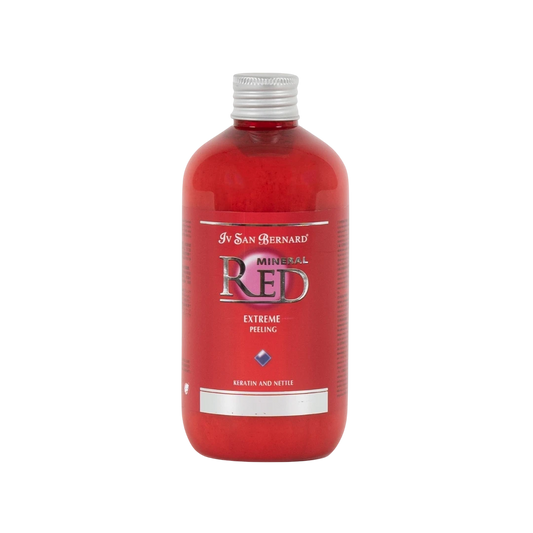 Hundaprýði Iv San Bernard Mineral Red Extreme Peeling skin cleansing gel in a 300ml red bottle for pet grooming.