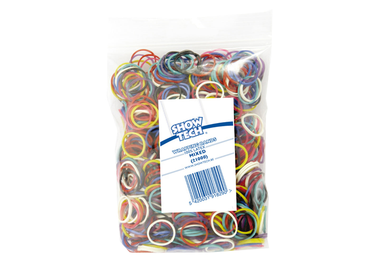 Show Tech Wrap Bands - 1000 pcs Wrapping Bands - svartar eða marglitar